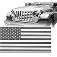 Hooke Road Front Grill Grille Insert US Flag for Jeep Wrangler JL & Jeep Gladiator JT 2018 2019 2020 2021 2022 2023 2024 2025 (Black & White)