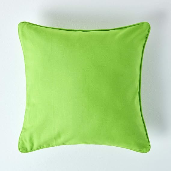 HOMESCAPES 100 Cotton Plain Green Cushion Cover 45 x 45 cm Square