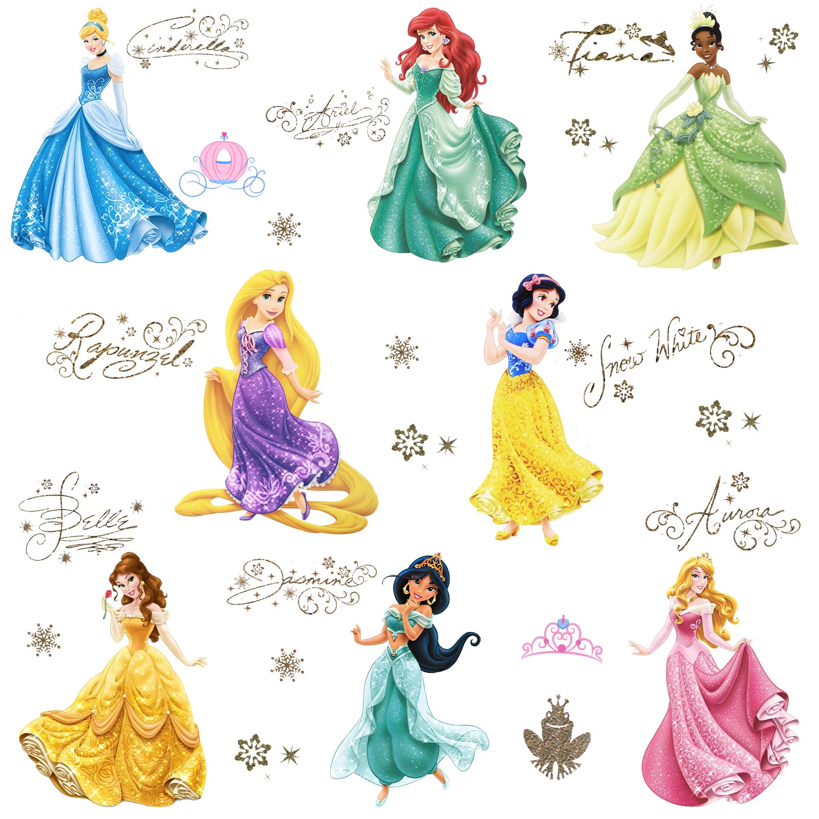 Wirhaut Girls Wall Stickers, Fairy Princess Wall Decals Beautiful Princess Decals Cartoon Wall Stickers Removable for Girls Kids Nursery Bedroom Living Room Decoration