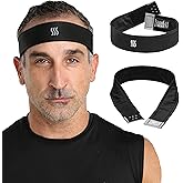 Adjustable Performance Sweat Headband. Hook & Loop Closure, Moisture-Wicking, Non-Slip, Breathable Athletic Headband for Running, Yoga, Gym, and Sports. Unisex Fit