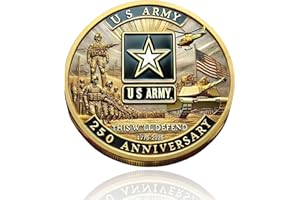 SNKVAUP U.S. Army 250th Anniversary Challenge Coin ¨C 1.57" Double-Sided Gold-Plated Marine Corps Commemorative Coin ¨C U.S. Military Gift for Veterans, Collectors, and Service Members (1PCS#)