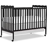 Dream On Me Carson Classic 3-in-1 Convertible Full-Size Baby Crib in Black, GreenGuard Gold & BSA, 4 Mattress Heights, Converts to Day & Toddler Bed, Locking Wheels, Classic Nursery Design