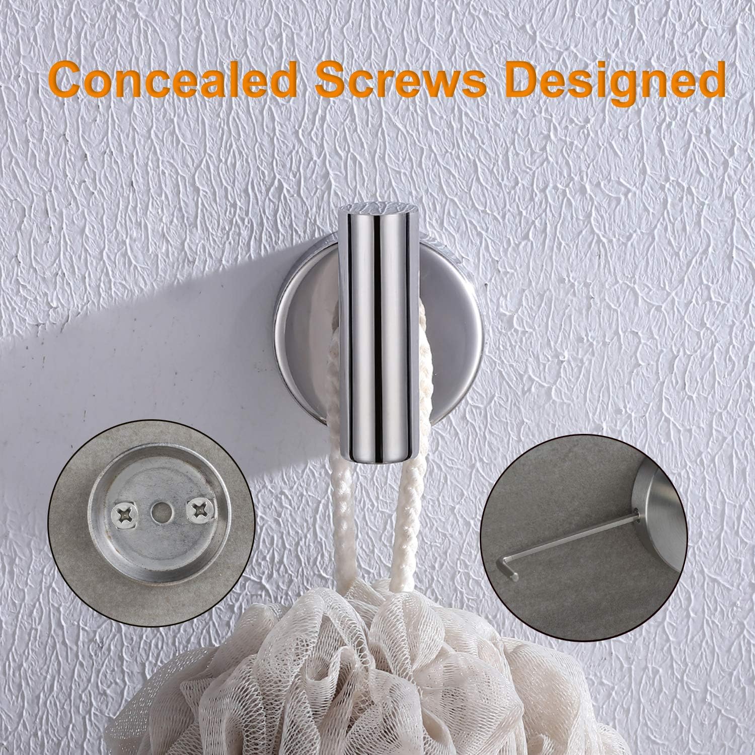 Polished Chrome Towel Coat Hooks SUS304 Stainless Steel Bathroom Clothes Garage Hotel Cabinet Closet Sponges Robe Hook Wall Mounted Round Kitchen Heavy Duty Bath Door Hanger 2 Pack: Home & Kitchen