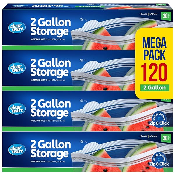 2 GALLON STORAGE BAGS, DOUBLE ZIPPER SEAL –...