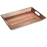 Amazon Basics Large 19-Inch Handled Serving Tray - Acacia Wood Matte Texture