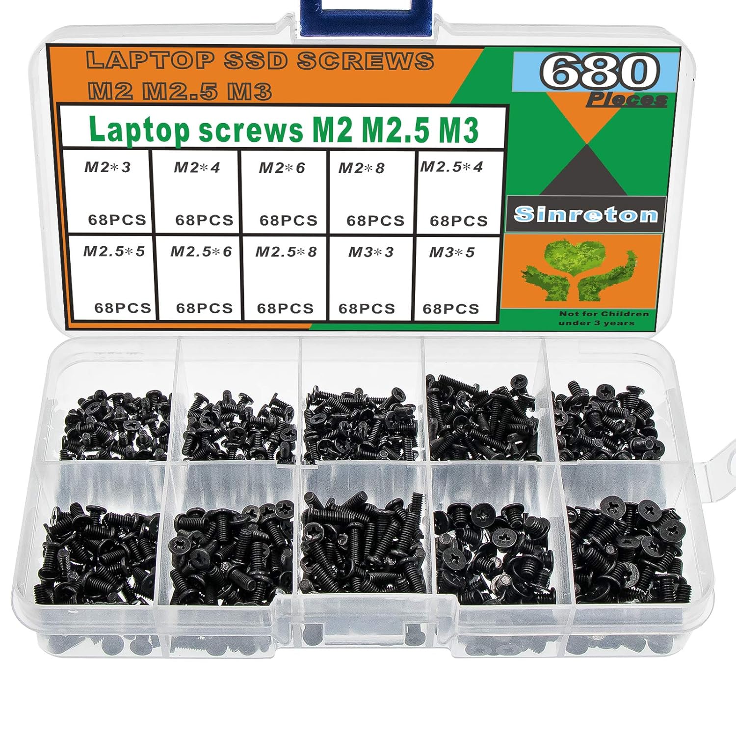 Sinreton 680pcs M2 M2.5 M3 Laptop Screws, 2.5