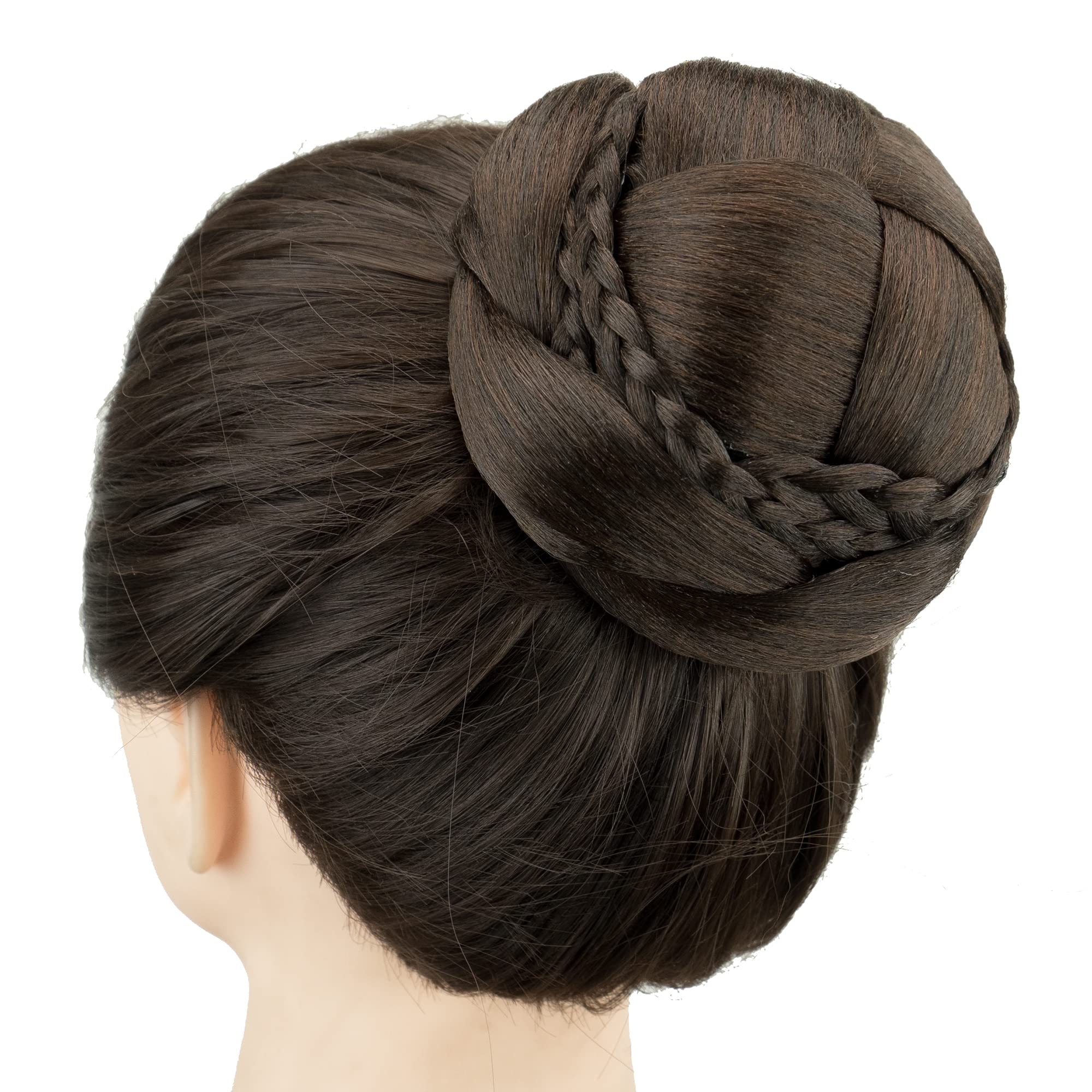IMISSU Hair Bun Wig – Updo Braided Chignon for Dancers, Donut Hairpiece with Scrunchie, Hair Cover Accessory (Chocolate Brown)
