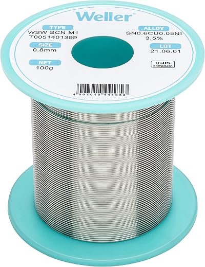 Weller WSW SCN M1 Lead Free Solder Wire 0.8mm Sn99.3Cu0.6Ni0.05 100g