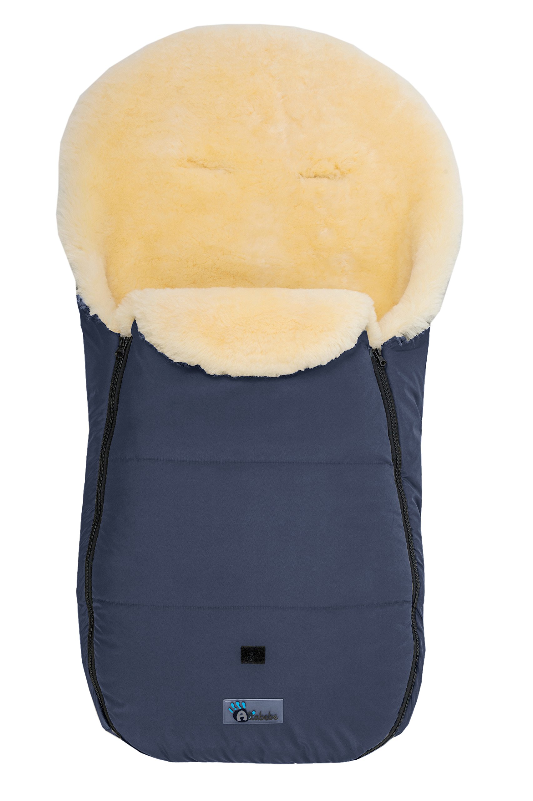 Altabebe MT2450LP - 62 Lambskin Winter Foot Muff Extreme Warm for Stroller, 12 to 36 Months, Navy Blue