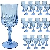 Veiuwa 24 PCS Blue Plastic Wine Glasses,Reusable Plastic Wine Glasses,Blue Goblet Glass,Durable and Sturdy Cups Can Be Used for Various Parties Such as Weddings!