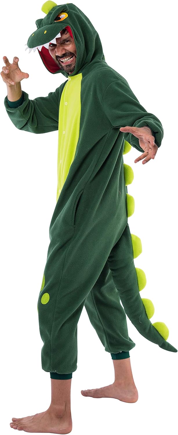 Spooktacular Creations Unisex Adult jumpsuit Plush jumpsuit dinosaur Animal Costume (S), Multicolored - Image 4