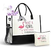 InnoBeta Flamingo Gifts for Women, Tote Bag with Top Zipper Closure and Shoulder Strap for Birthday, Christmas and Every Special Occasion