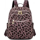 Leopard Print Backpack For Everyday Travel And Casual Use For Women(Purple) | Spacious Multi Pocket Storage With Top Handle And Adjustable Straps For Shopping Commutes And Trips In Polyester