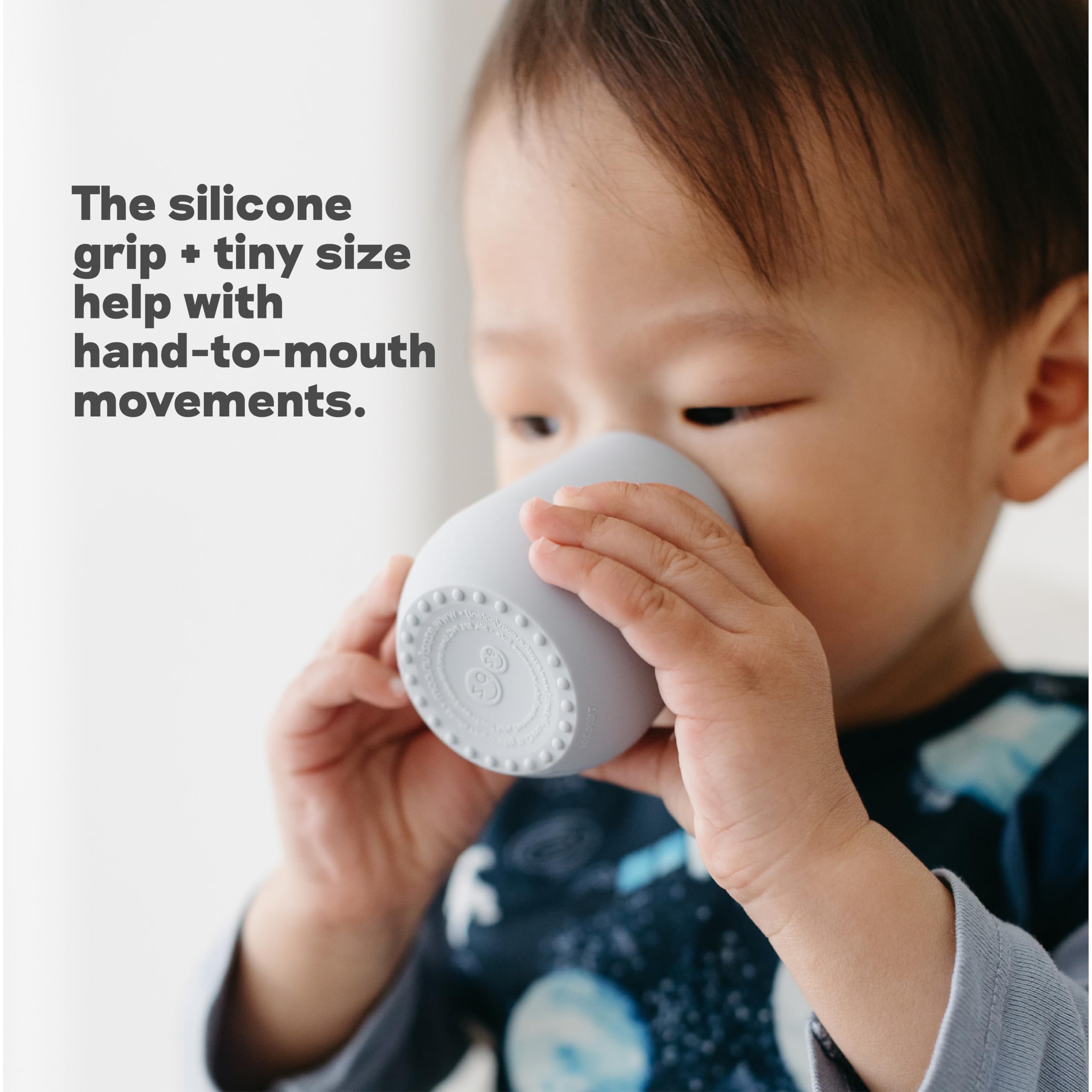 ezpz Tiny Cup (Blue) - 100% Silicone Training Cup for Infants - 4 months + - Designed by a Pediatric Feeding Specialist - Baby-led Weaning Essentials & Baby Gifts