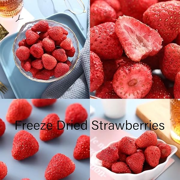 XIAOCUN DIARY, FREEZE DRIED WHOLE STRAWBERRIES, FRUITS SNACKS 3.8 OZ, DRY STRAWBERRY CRISPS, NATURAL YUMMY DEHYDRATED STRAWBERRY SLICES, RESEALABLE BAG
