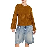 Forever 21 Womens Peasant-Sleeve Cable Knit Sweater