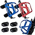 Bike Water Bottle Holder & Bottle Cage Mount for Adults & Kids, + No Screw + Velcro + Adjustable Strap + Aluminum Alloy + Lightweight + Portable for Mountain Bicycle Accessories (Blue/Pink)