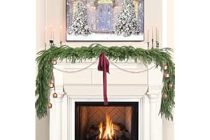ZESUA Christmas Decorations - Christmas Garland - 6 Ft Norfolk Pine Garland - Artificial Greenery Garland - Rustic Christmas Decor for Mantle Fireplace Stairs Railing Table Door Porch Indoor Outdoor