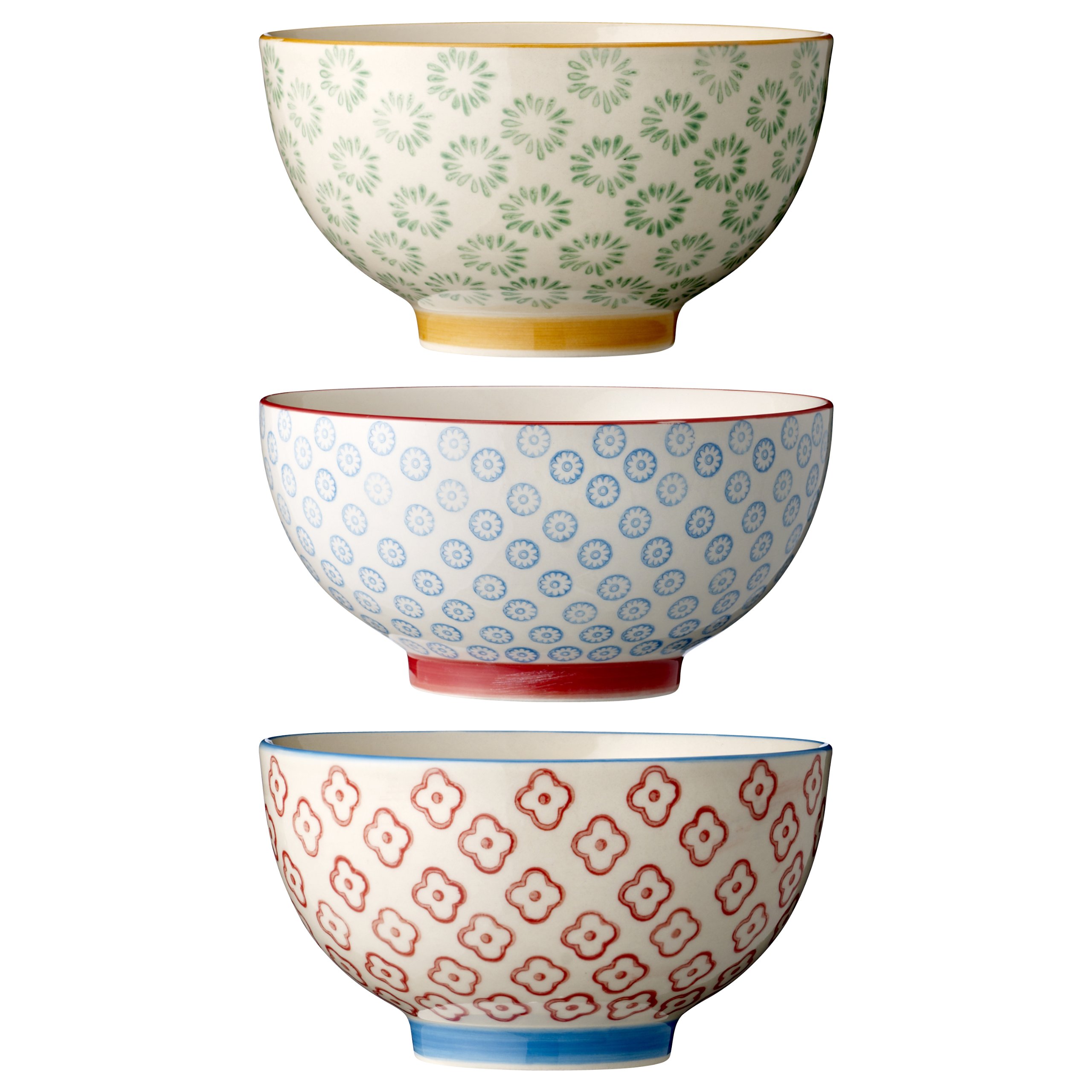 Bloomingville Bowls Emma / 14 cm dia/hand-painted/assorted, Set of 3