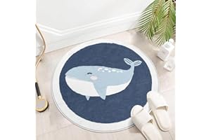 LIKOYO Kids Rug, 2Ft Round Rug Washable Area Rugs Cute Circle Rug Play Mat Non Slip Carpet Nursery Rug for Baby Boys Girls Toddlers Soft Rugs for Living Room Bedroom Kids Room Playroom Bathroom Classroom