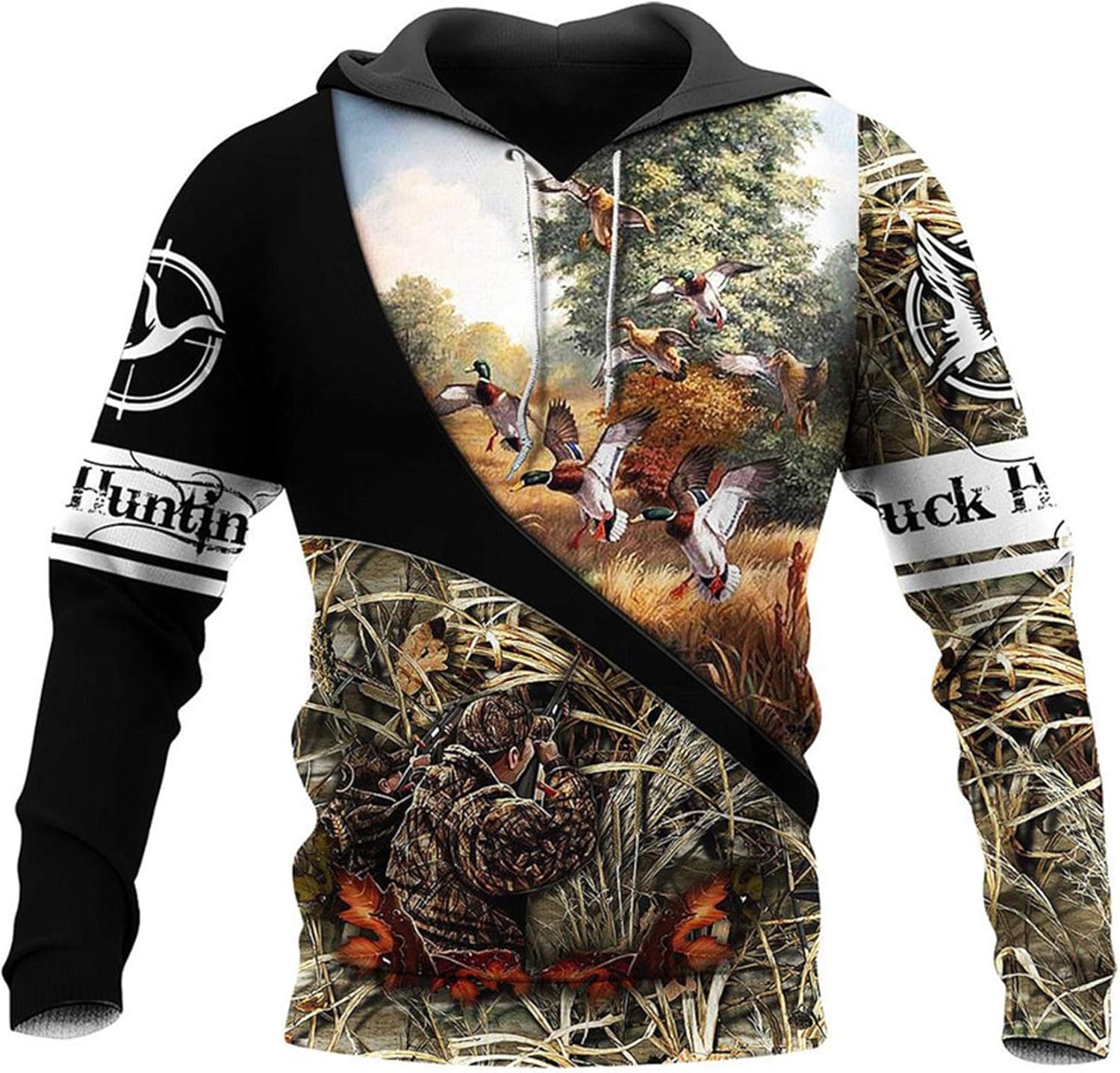 Duck Hunting Camo 3D Printed Men Zip Jacket Sweatshirt Hoodies Unisex Autumn Winter Clothing
