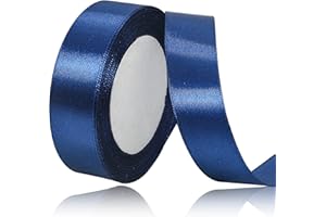 XMASOLD Navy Blue Satin Ribbon 1 inch x 25 Yards, Fabric Ribbons for Christmas Gift Wrapping, Christmas Garland, Christmas Tree Ornaments, Bows Making, DIY Crafts, Sewing Projects and Wedding Party