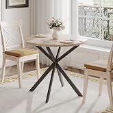 ChooChoo 31.5 Inch Round Dining Table for 2 | Farmhouse Wood Kitchen Table, Circle Dinner Table for Kitchen &amp; Dining Room, Small Space, Natural Oak