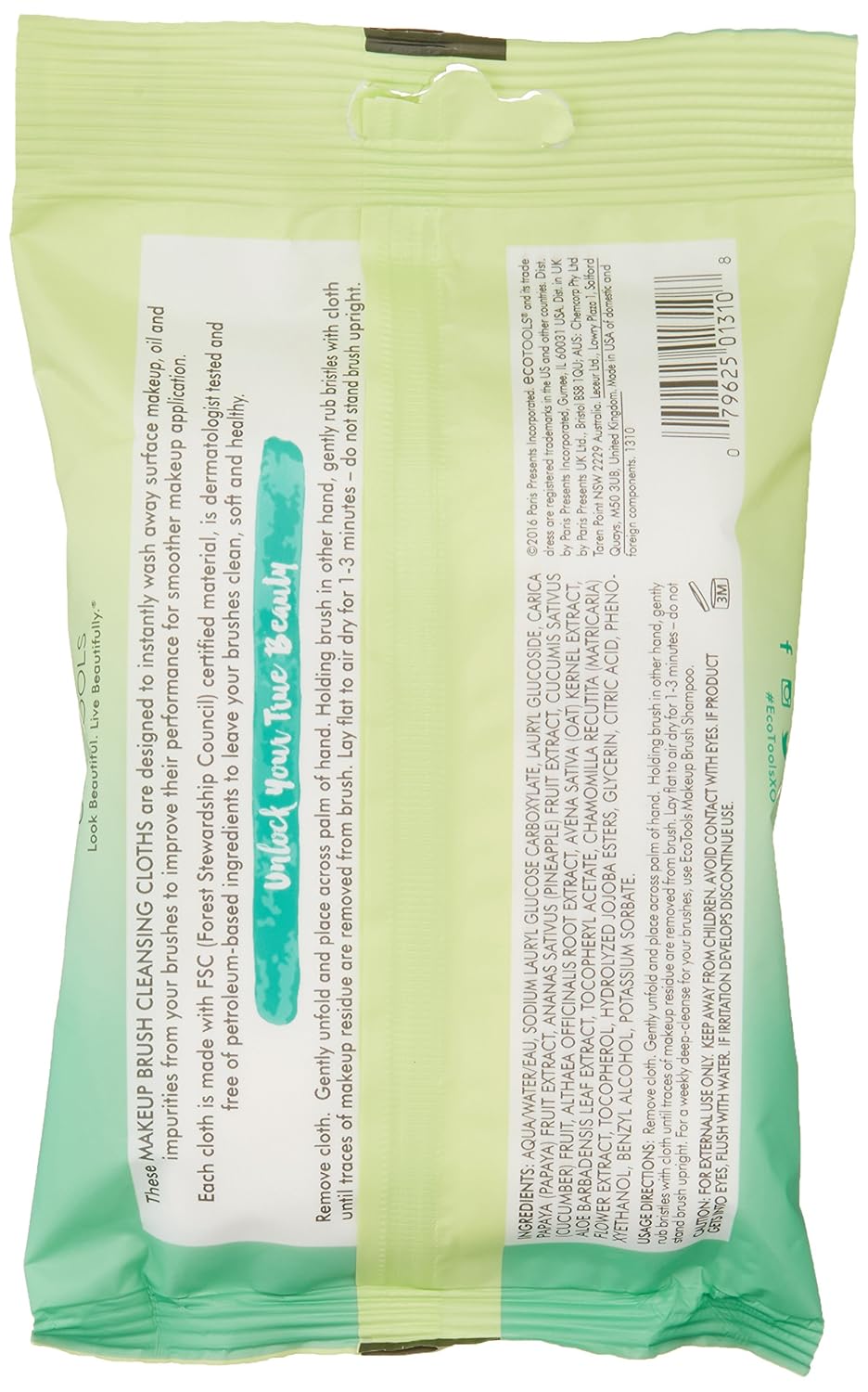 EcoTools Makeup Brush Cleansing Cloths, 25 Count - Quick & Convenient Brush Cleaner: Beauty