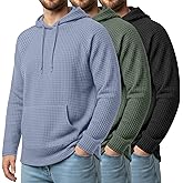 August Alley 3 Pack Men's Big and Tall Hoodies Long Sleeve Waffle Knit Sweatshirts with Pocket Casual Workout Pullover