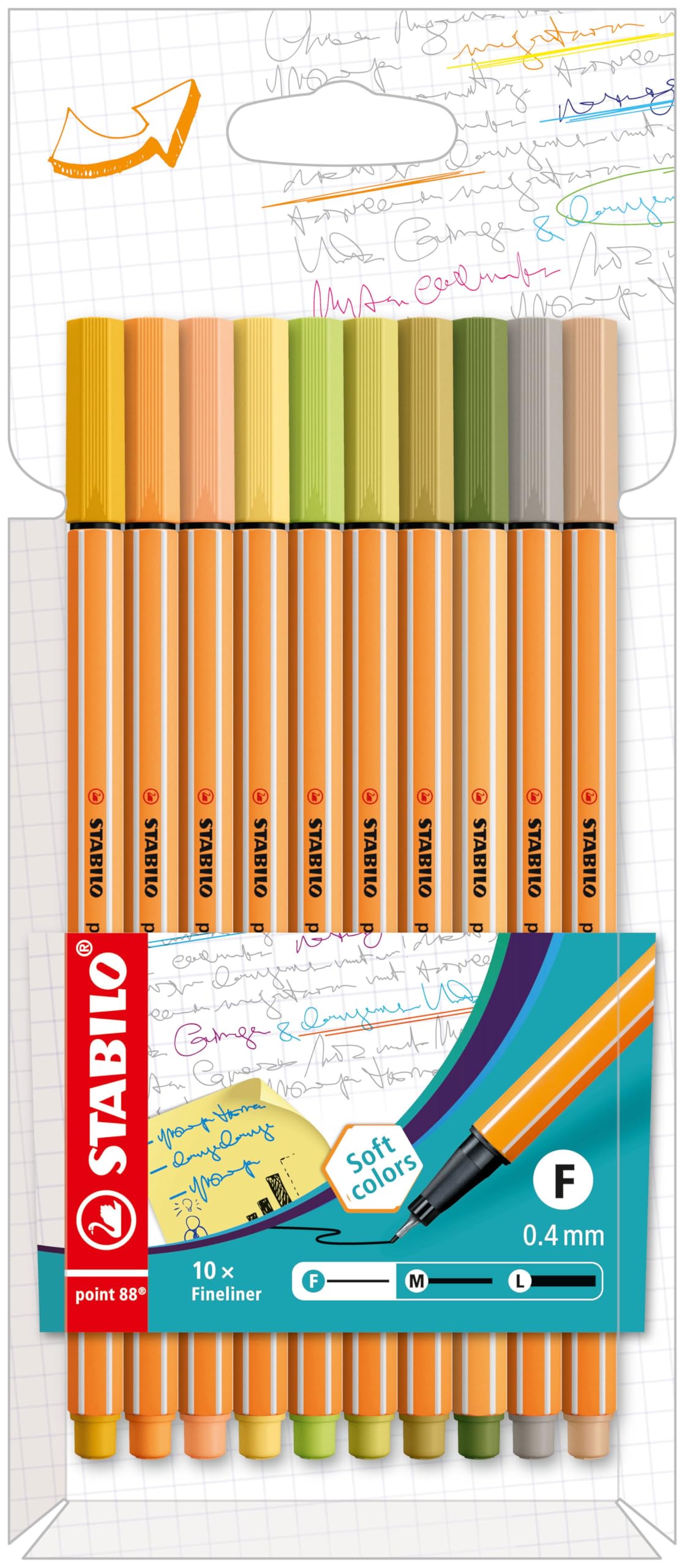 STABILO Fineliner point 88 - Pack of 10 - Assorted Colours