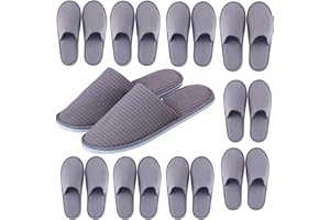 LILIGLORIS 6/10/12 pairs Spa Slippers for Guests, Washable Reusable Disposable Slippers for Women Men, Jacquard Fleece Closed-Toe Design for Hotel, Bathroom, Bedroom, Wedding, Travel, SPA Bulk Slippers for Guest Use