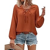 siliteelon Spring Tops for Women Long Sleeve Bow Tie Lantern Blouse Dressy Casual Boho Summer Clothes Trendy 2026