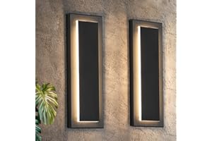 tewei 2 Pack Modern LED Outdoor Wall Lights, Black Exterior Wall Sconce & Indoor Wall Sconce Lighting Fixtures, 15.7'' Large Front Door Lights for Entrance, Hallway, 360° Beam Angle, Warm White 3000K