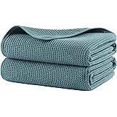 POLYTE 380 GSM Microfiber Oversize Quick Dry Lint Free Waffle Bath Towel for Body, 60 x 30 in, Set of 2