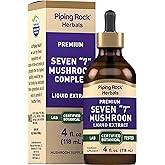 Piping Rock Mushroom Complex Liquid Drops | 4 Fl Oz | 7 in 1 Tincture Supplement for Women and Men | with Lion's Mane Extract | Vegetarian, Non-GMO, Gluten Free