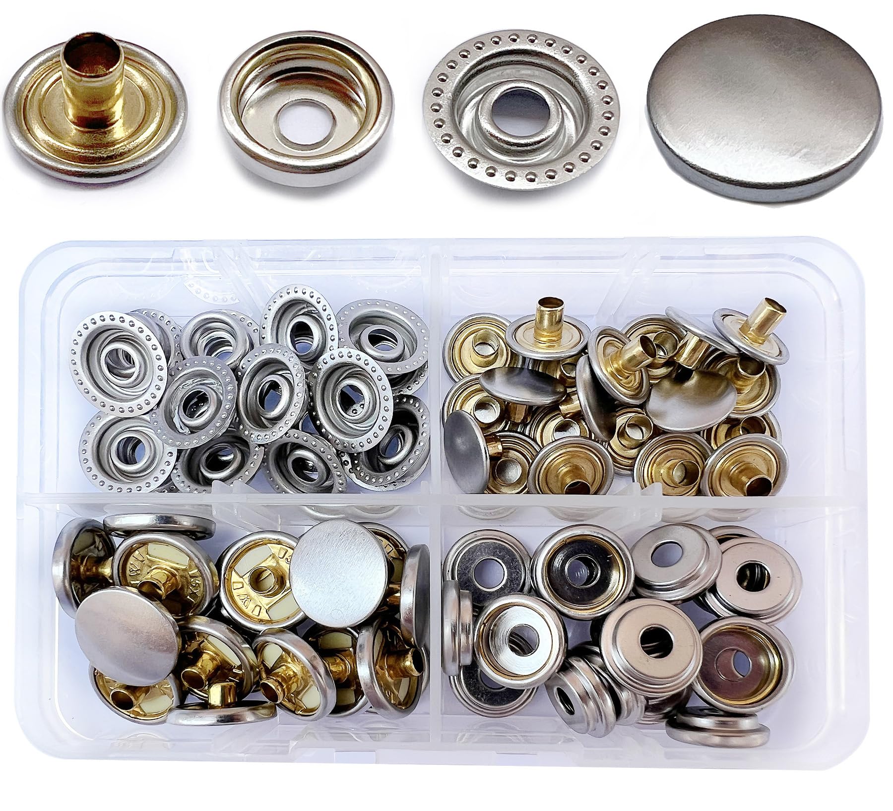 Press Studs Diameter 15 mm Silver Sewing Accessories Buttons Buttons for Sewing Metal Snaps for DIY Crafts Fabric, Clothing Bags