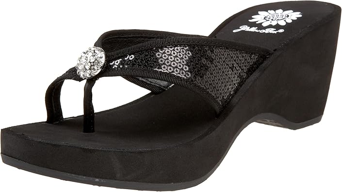 yellow box sequin flip flops