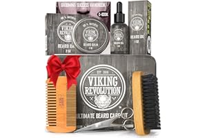 Viking Revolution - Ultimate Beard Kit - Beard Grooming Kit with Beard Brush, Beard Comb, Beard Balm, Beard Oil, Beard & Moustache Scissors - Gifts for Men