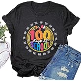 UYIQL 100 Days of School Shirt for Teacher Cute Graphic Short Sleeve Tshirt 100th Day of School Tee Top