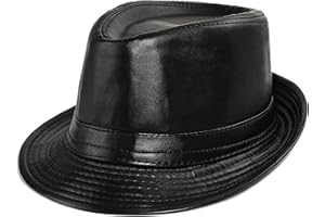Glamorstar Vintage Jazz Hats for Men PU Leather Bowler Hat Foldable Jazz Hat