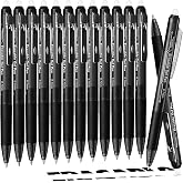 sunacme Retractable Erasable Gel Pens, 12 Solid Black Fine Point 0.7 mm | Erasable Pens Clicker, Make Mistakes Disappear, Perfect for Drawing, Writing, Planner, Sudoku &amp; Crossword Puzzles