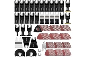 OTUCO 154 Pack Oscillating Saw Blades, Wood Metal Cutting Multitool Bi-Metal Blades Quick Release Tool Blades Kits Fit for Dewalt, Makita, Ryobi, Rockwell with Sanding Paper