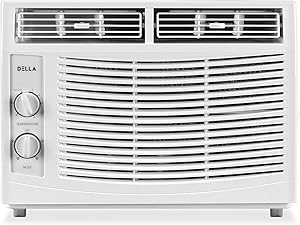 Della 5000 BTU Window Air Conditioner 540W, 110V/60Hz, 11 (EER) Rated Efficient Cooling Rooms up to 150 Sq. Ft. With 30 Pint/24hrs Dehumification