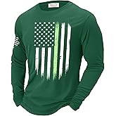 Mainfini Men's St Patricks Day Shirt Flag Lucky Clover Long Sleeve Irish Sweatshirt (S-3XL)
