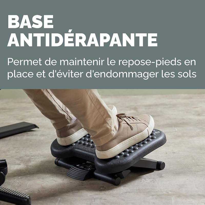 Repose-pieds Everyday Plus - Repose-pieds ergonomique avec base antidérapante - Repose-pieds sous le bureau - Repose-pieds tabouret pour le bureau et la maison - Noir