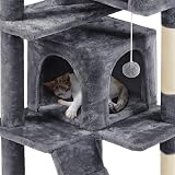 Yaheetech Tall Cat Tree 178cm with Caves, Platforms, Scratching Posts Dark Grey view 4