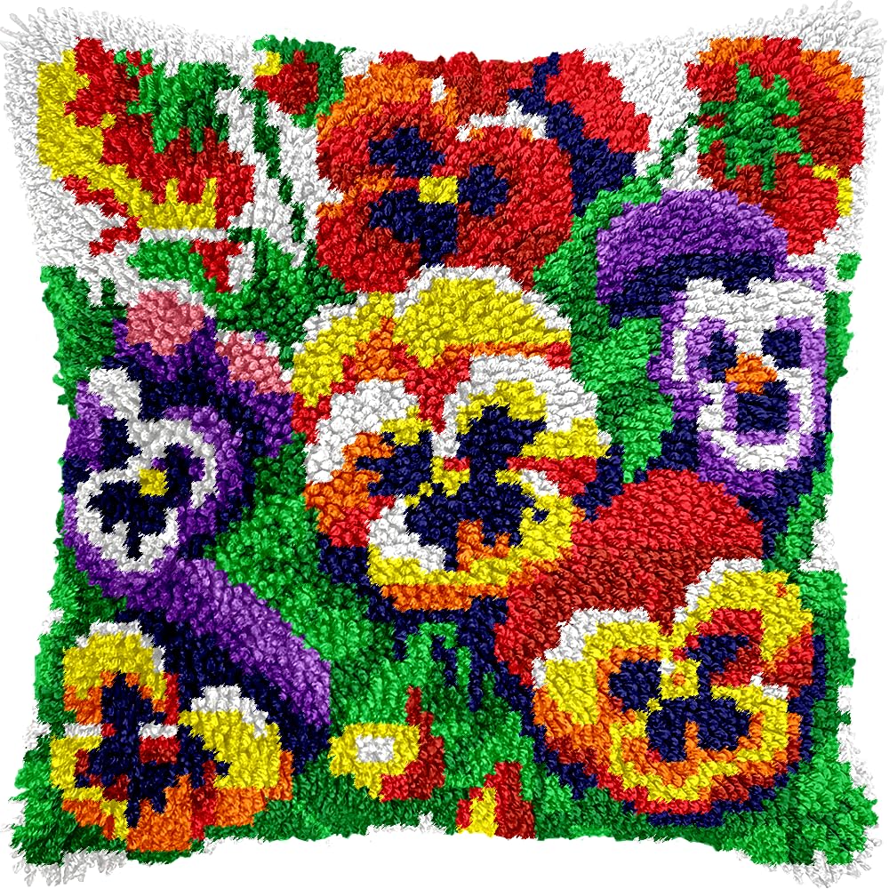 veirousa Blooming Pansies Flowers Latch Hook Kits
