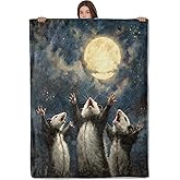 AHUCIZ Realism Opossum Blanket, Lightweight All Seasons Warm Throw, 50x60 Inch Whimsical Oil Painting Flannel Blankets, Sky and Fantasy Animal Print Home Decor Accent and Gifts for Sofa, Bedding