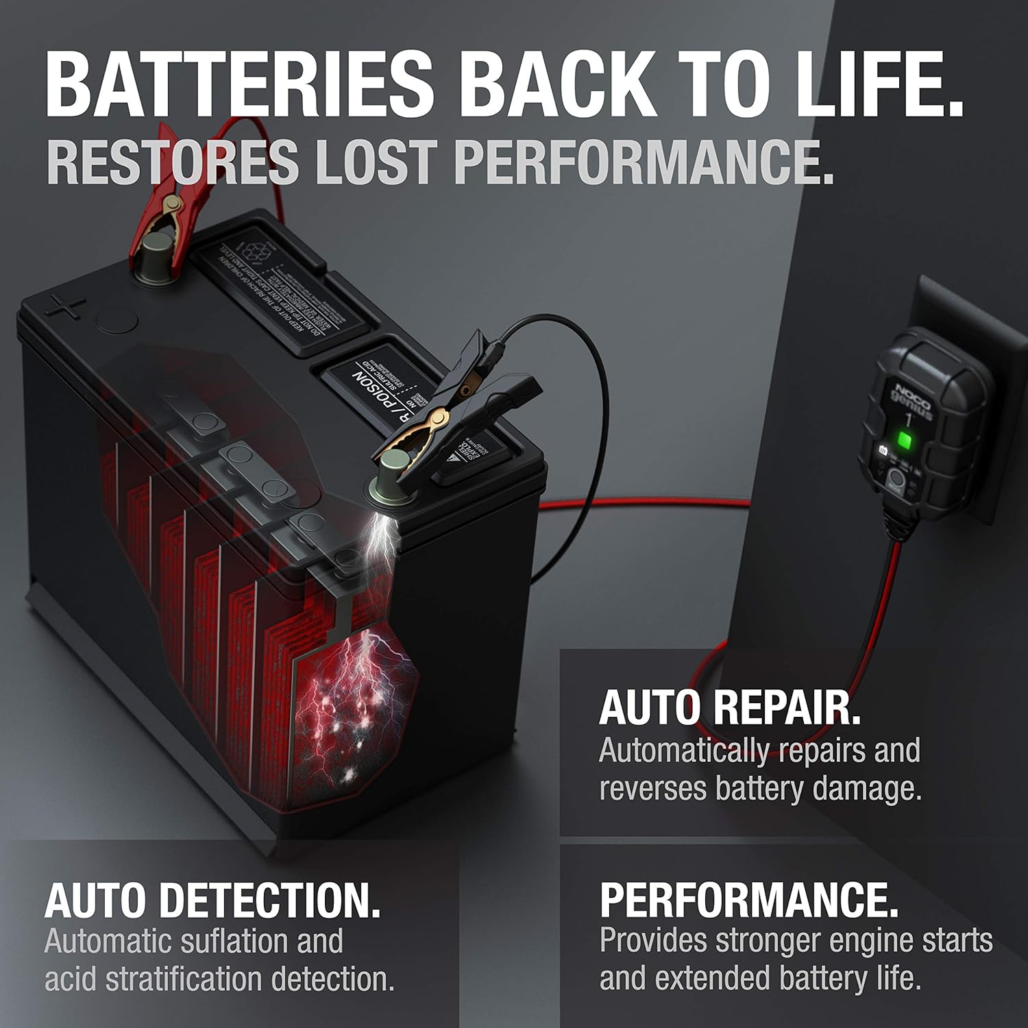 NOCO GENIUS1, 1-Amp Fully-Automatic Smart Charger, 6V And 12V Battery Charger, Battery Maintainer, And Battery Desulfator With Temperature Compensation: Automotive