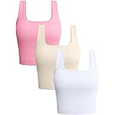 OQQ Women's 3 Piece Tank Tops Ribbed Seamless Workout Exercise Shirts 2025 Summer Basic Camis